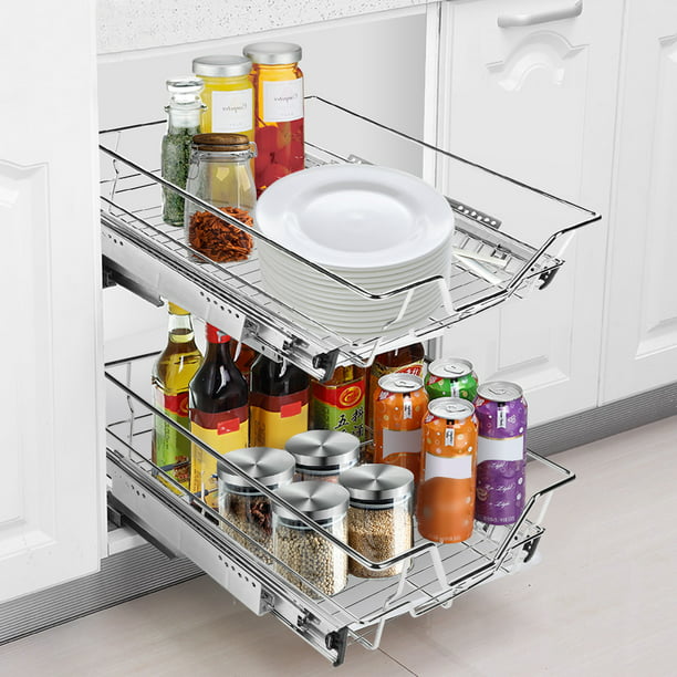 Appliance Sliding Shelf Caddy Kitchen Counter Cabinet Pull Out Easy Reach Tray 